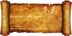 Vogler János névjegykártya